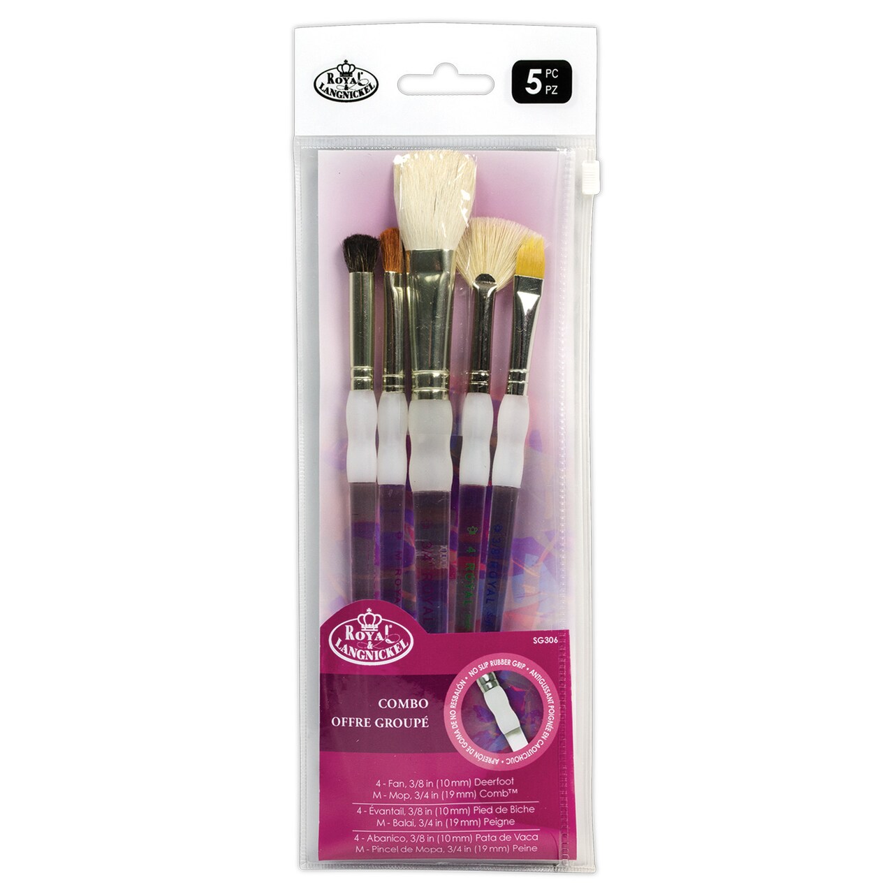 Royal Brush Soft-Grip Value Pack, Texture Set, 5-Brushes